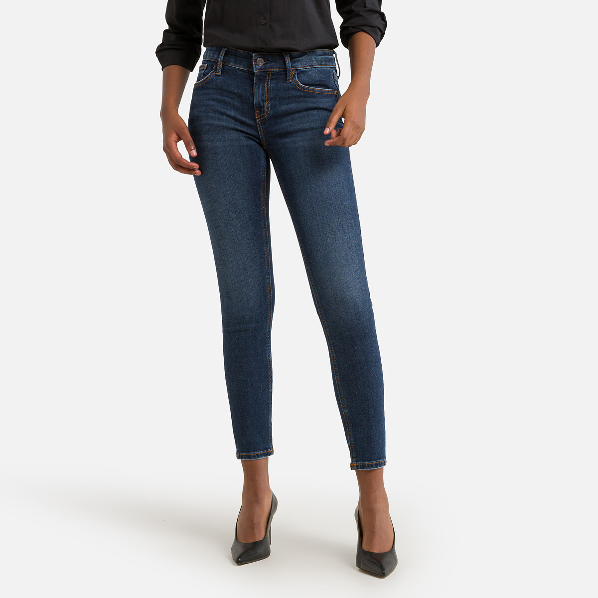 Skinny-Jeans mit mittelhohem Bund von Esprit