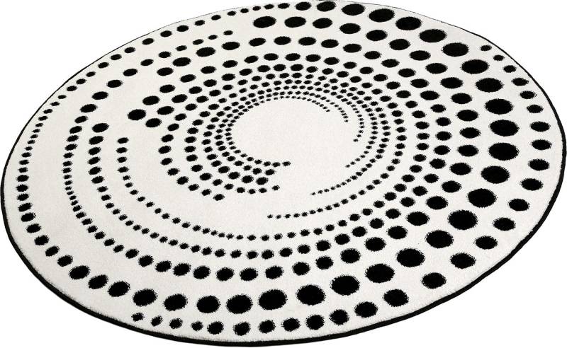 Esprit Teppich »Eddy«, rund, 13 mm Höhe, geometrisch, Kreise, schwarz weiss, Wohnzimmer, Kinderzimmer von Esprit