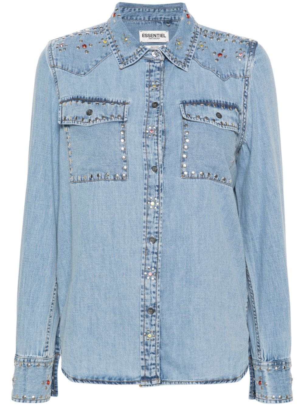 Essentiel Antwerp Fairchild stud-detail denim shirt - Blue von Essentiel Antwerp