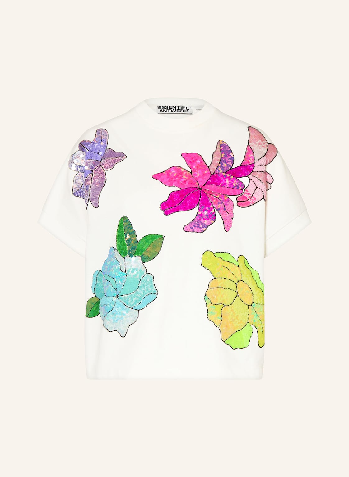 Essentiel Antwerp Sweatshirt Mit Pailletten Und Schmucksteinen weiss von Essentiel Antwerp