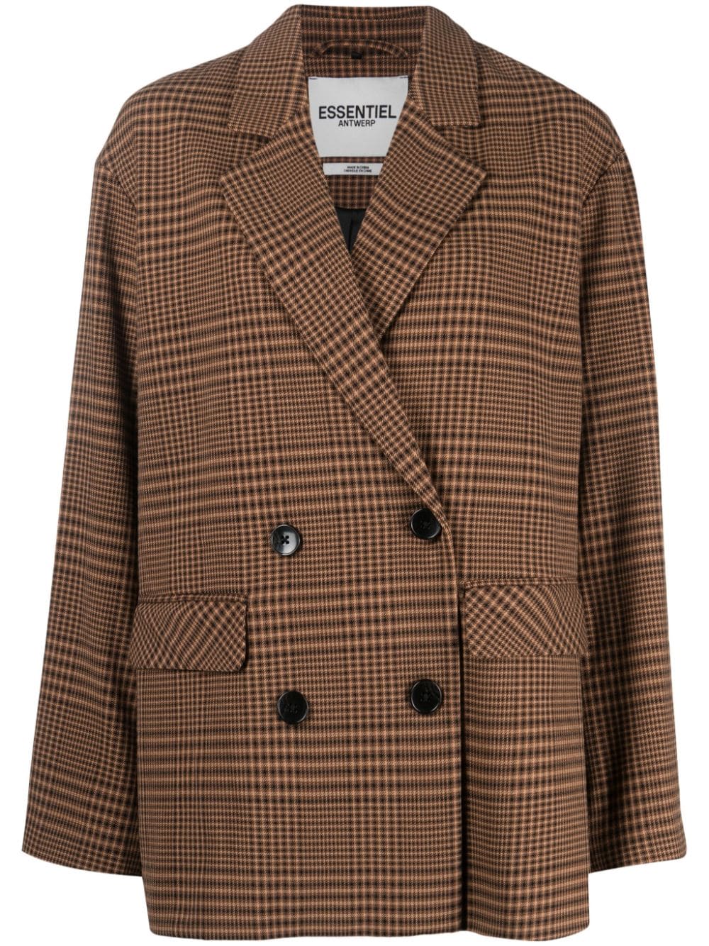 Essentiel Antwerp check-pattern double-breasted blazer - Brown von Essentiel Antwerp