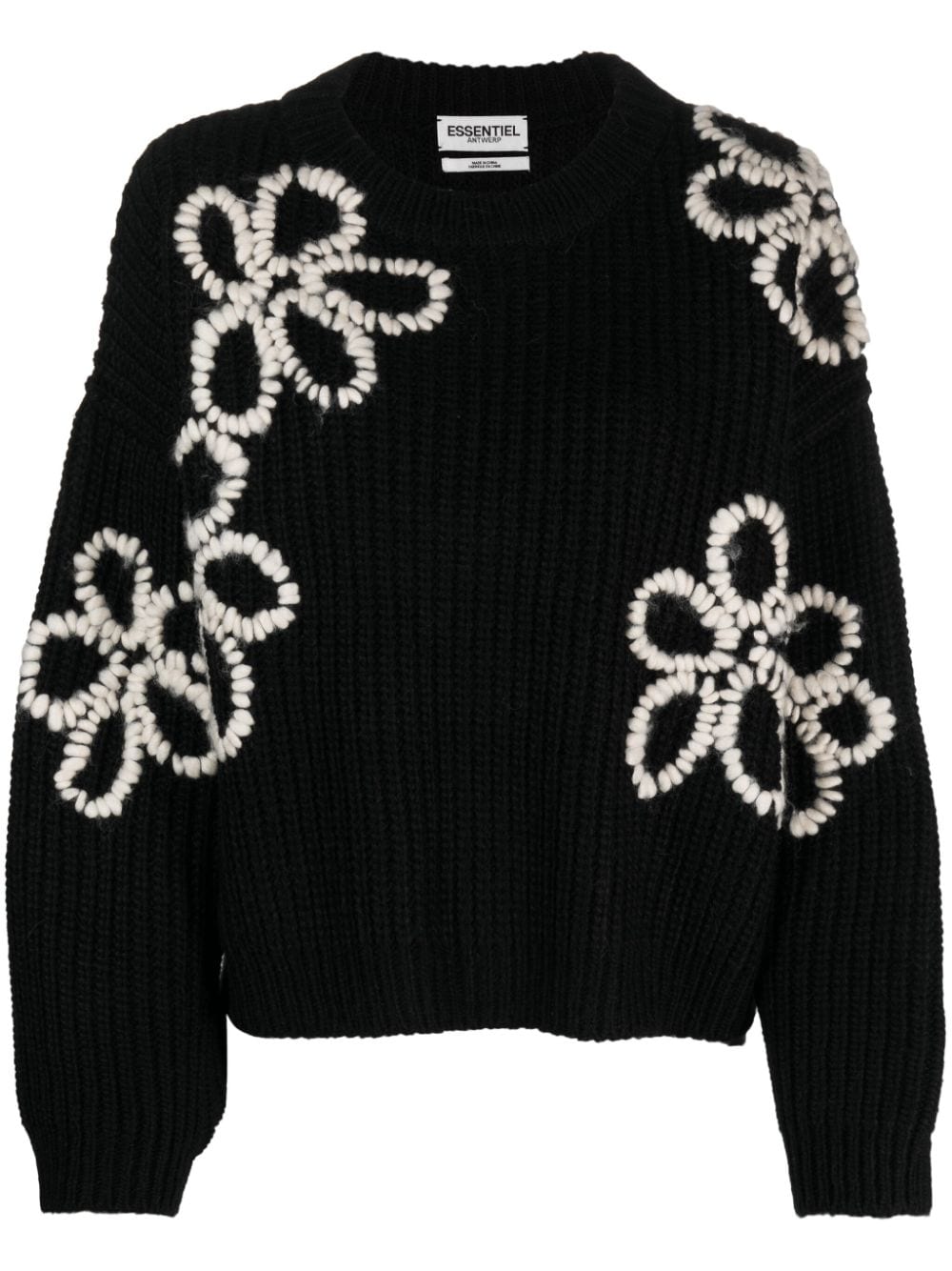 Essentiel Antwerp floral-embroidered crew-neck jumper - Black von Essentiel Antwerp