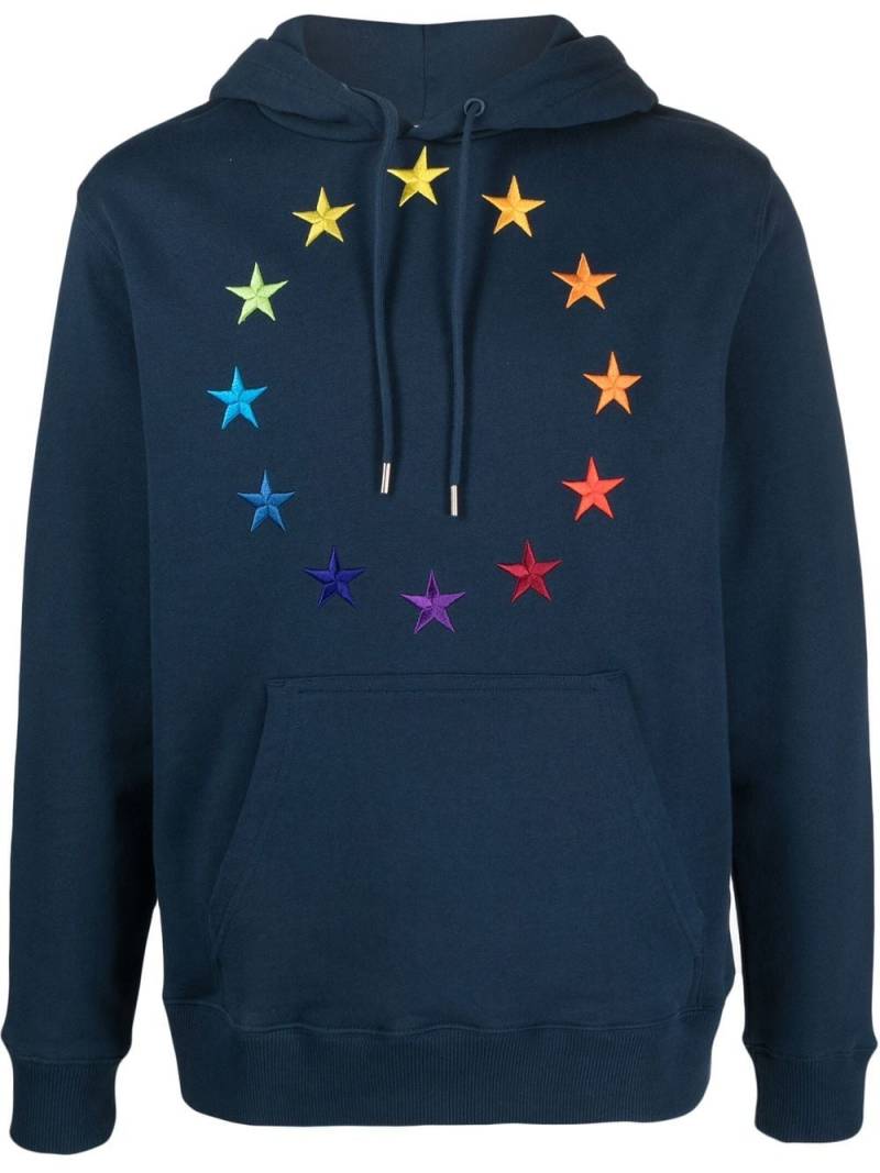 Etudes circular-embroidered cotton hoodie - Blue von Etudes