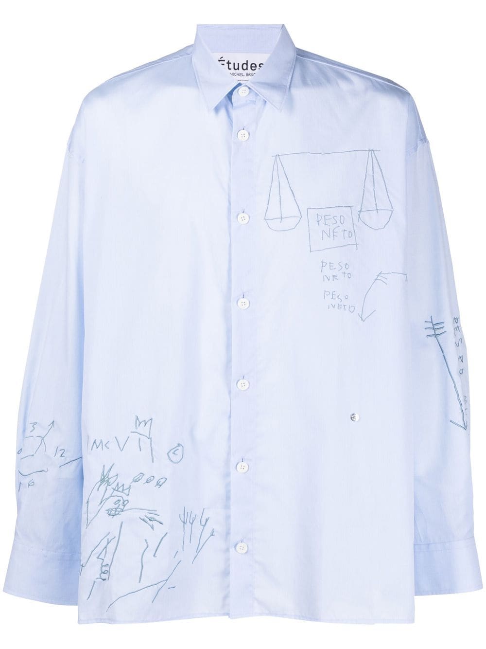 Etudes doodle-print button-up shirt - Blue von Etudes