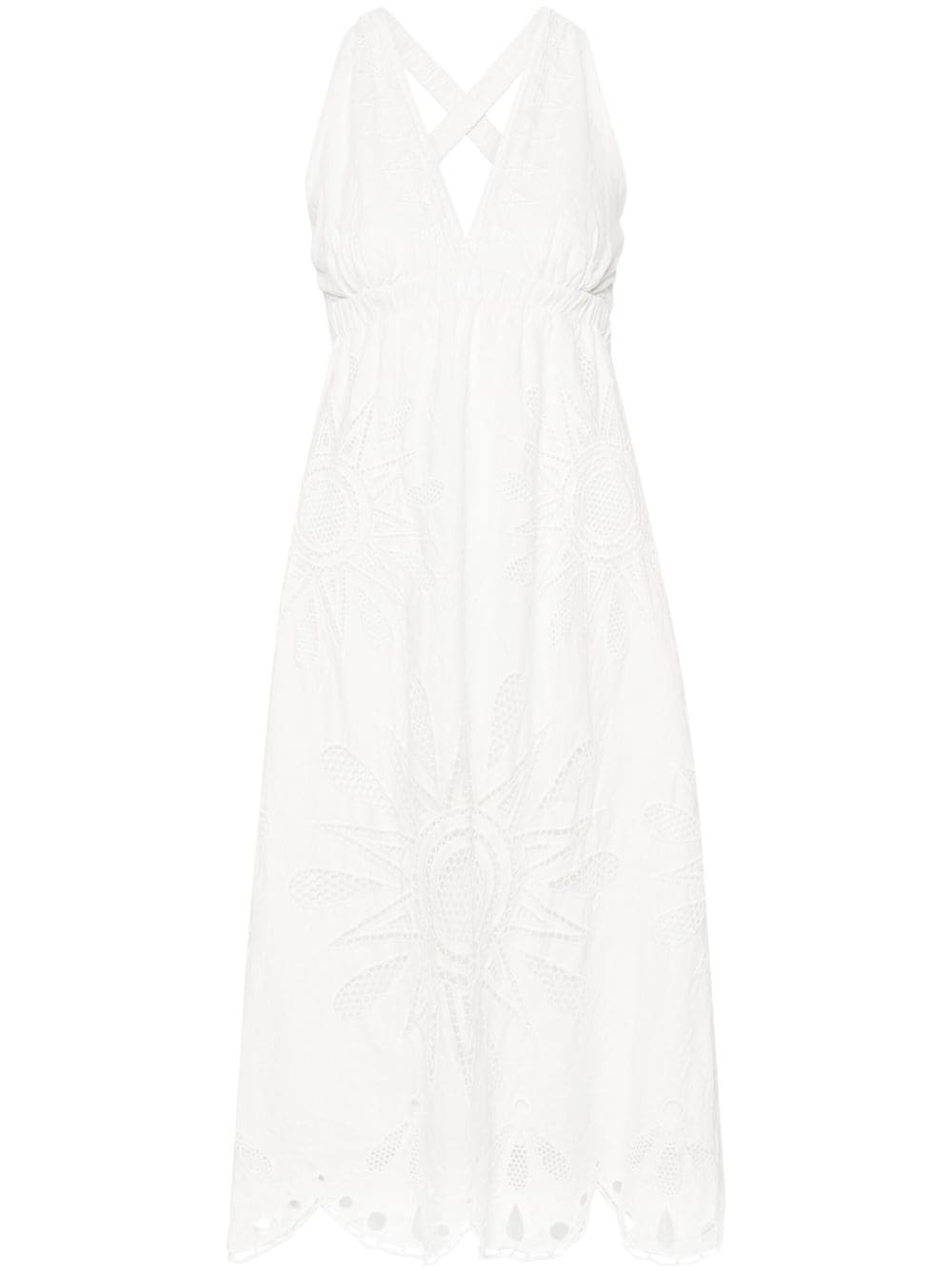 FARM Rio floral-embroidered cotton midi dress - White von FARM Rio