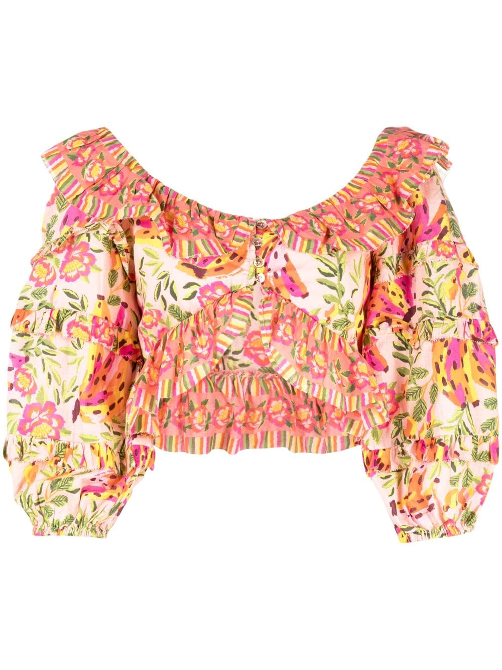 FARM Rio floral-print ruffled blouse - Pink von FARM Rio