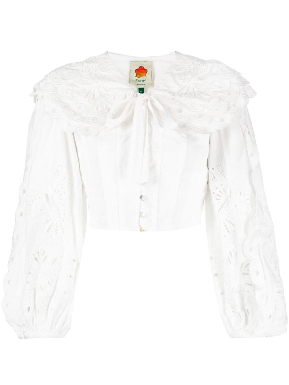 FARM Rio lace-detail cropped blouse - White von FARM Rio