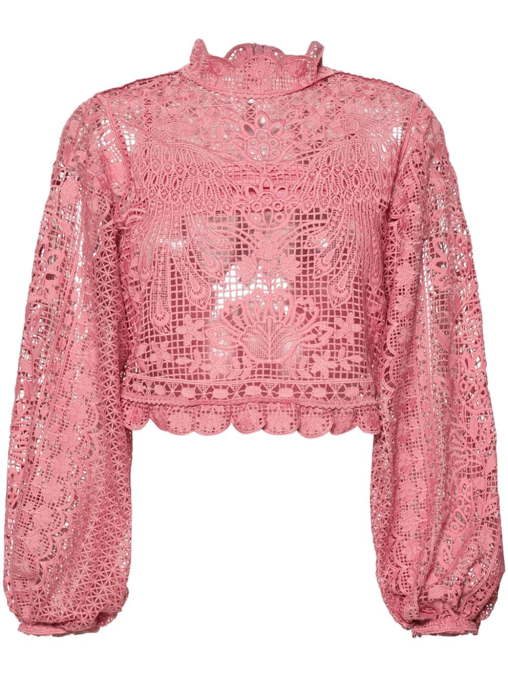 FARM Rio puff-sleeve guipure blouse - Pink von FARM Rio