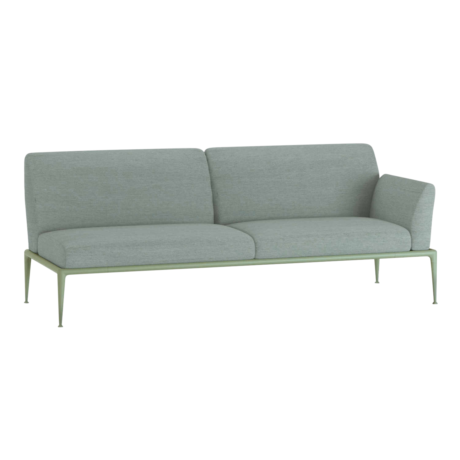 New Joint 3er Sofa, Ausführung armlehne links/sitzend rechts, Stoff range 1 solids, grey (grau), Gestell aluminium lackiert, powder grey (pulvergrau) von FAST