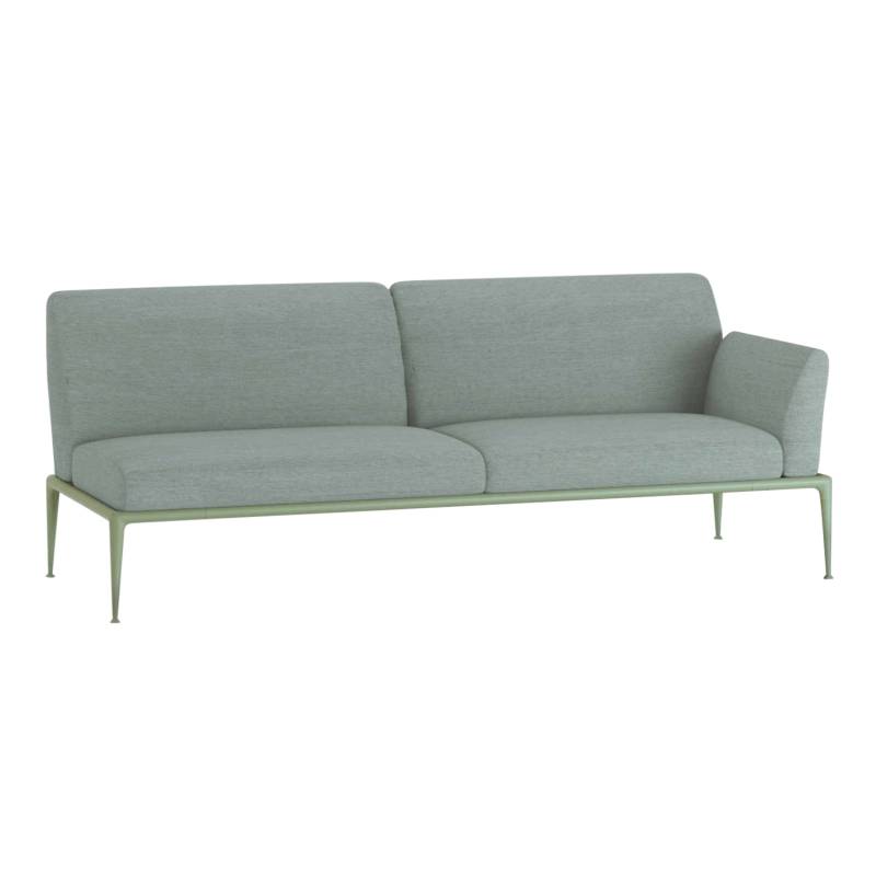 New Joint 3er Sofa, Ausführung armlehne links/sitzend rechts, Stoff range 1 solids, mineral (blau), Gestell aluminium lackiert, dark blue (dunkelblau) von FAST