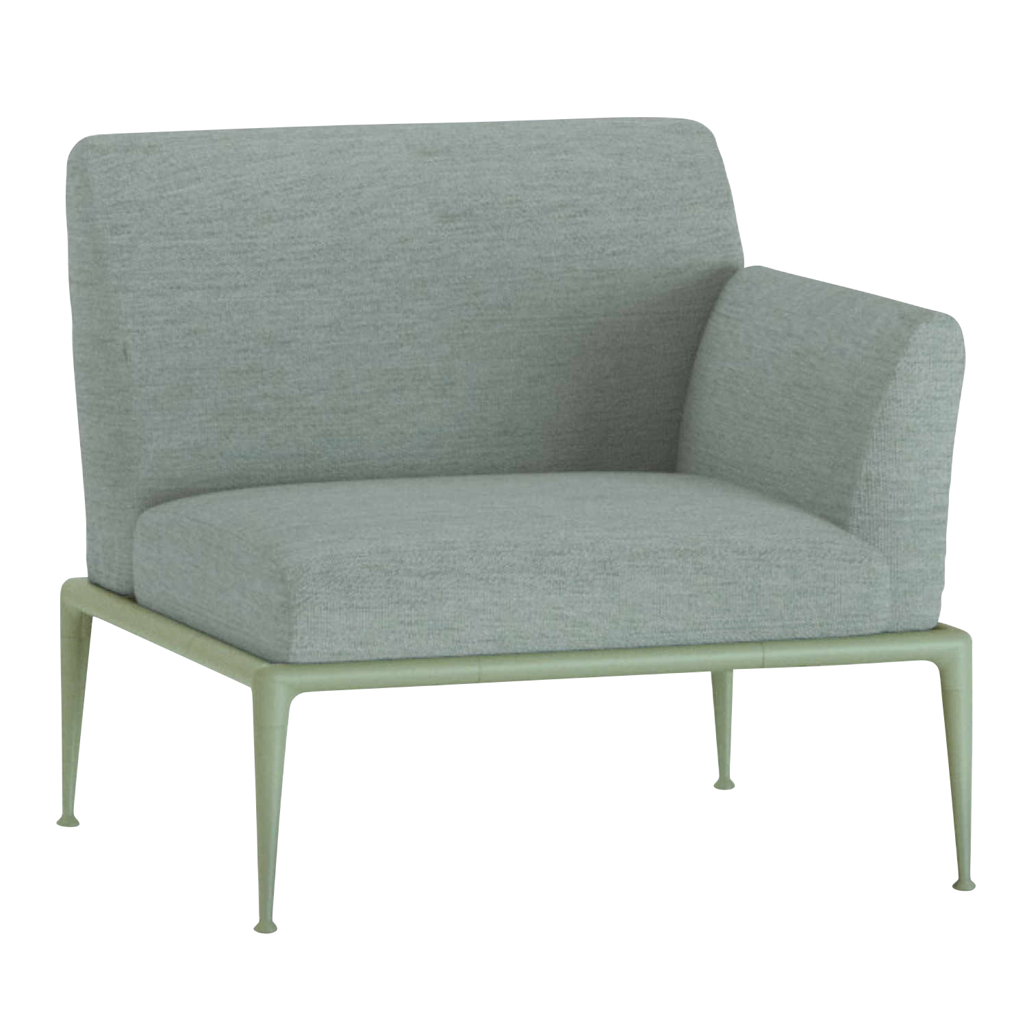 New Joint Sessel, Ausführung armlehne links/sitzend rechts, Stoff range 1 solids, pearl (beige), Gestell aluminium lackiert, dark green (dunkelgrün) von FAST