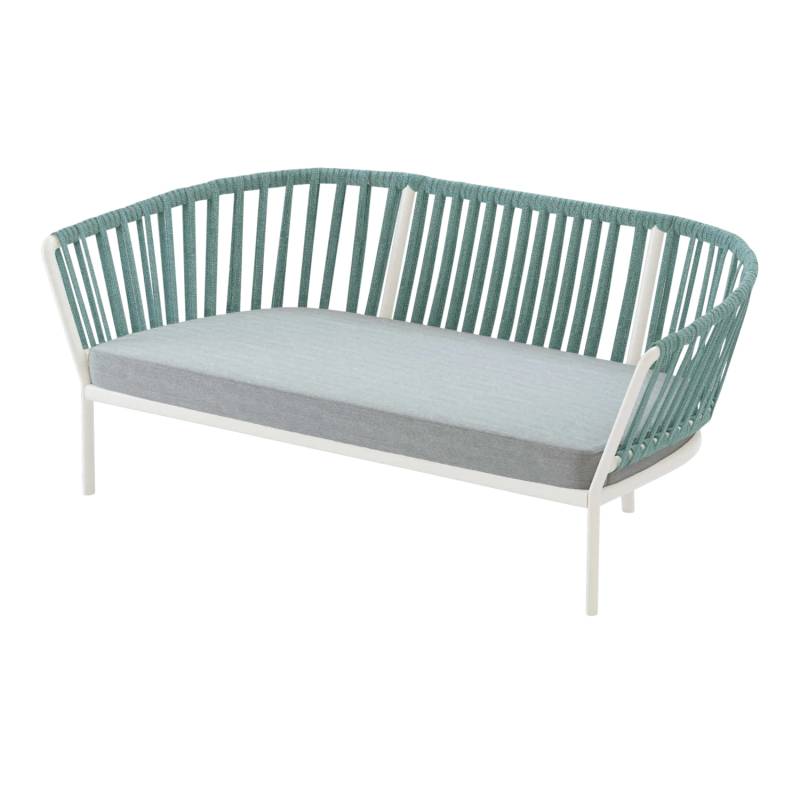 Ria 7612 2er Sofa, Gestell aluminium lackiert, light blue (pastellhellblau), Rope c03 mint (grün), Stoff range 1 solids, linen (hellbraun) von FAST