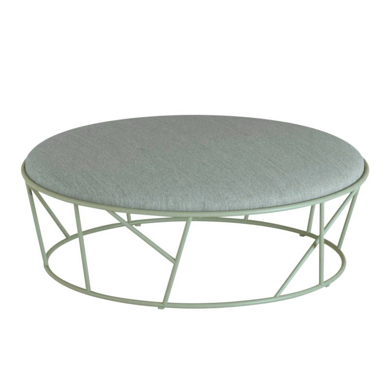 Wild Pouf, Grösse h. 48 x b. 61 cm, Gestell aluminium lackiert, iron grey, Stoff range 1 solids, linen (hellbraun) von FAST