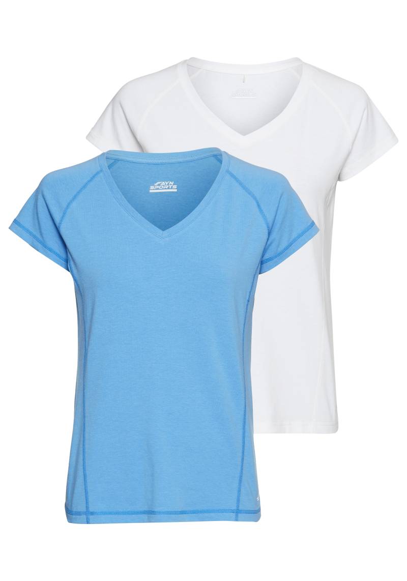 FAYN SPORTS Funktionsshirt »Double Pack Essential«, (Packung, 2 tlg., 2er-Pack), Kurzarm, lockere Passform, unifarben, V-Ausschnitt von FAYN SPORTS