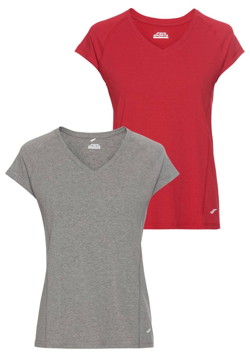 FAYN SPORTS Funktionsshirt »Double Pack Essential«, (Packung, 2 tlg., 2er-Pack), Kurzarm, lockere Passform, unifarben, V-Ausschnitt von FAYN SPORTS