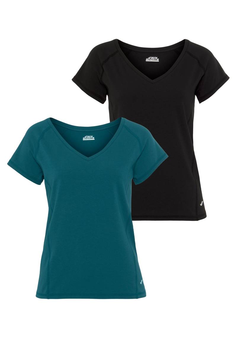 FAYN SPORTS Funktionsshirt »Double Pack Essential«, (Packung, 2 tlg., 2er-Pack), Kurzarm, lockere Passform, unifarben, V-Ausschnitt von FAYN SPORTS