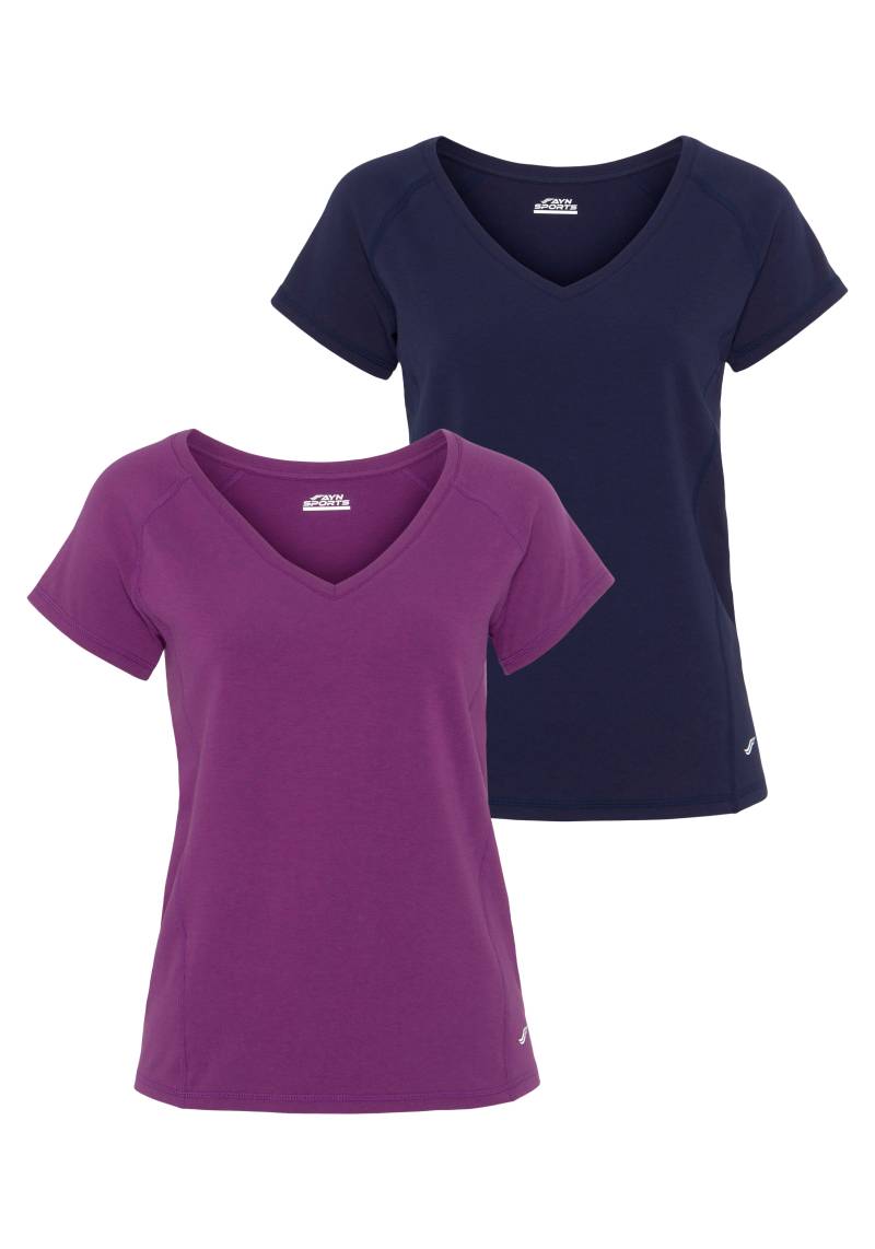FAYN SPORTS Funktionsshirt »Double Pack Essential«, (Packung, 2 tlg., 2er-Pack), Kurzarm, lockere Passform, unifarben, V-Ausschnitt von FAYN SPORTS