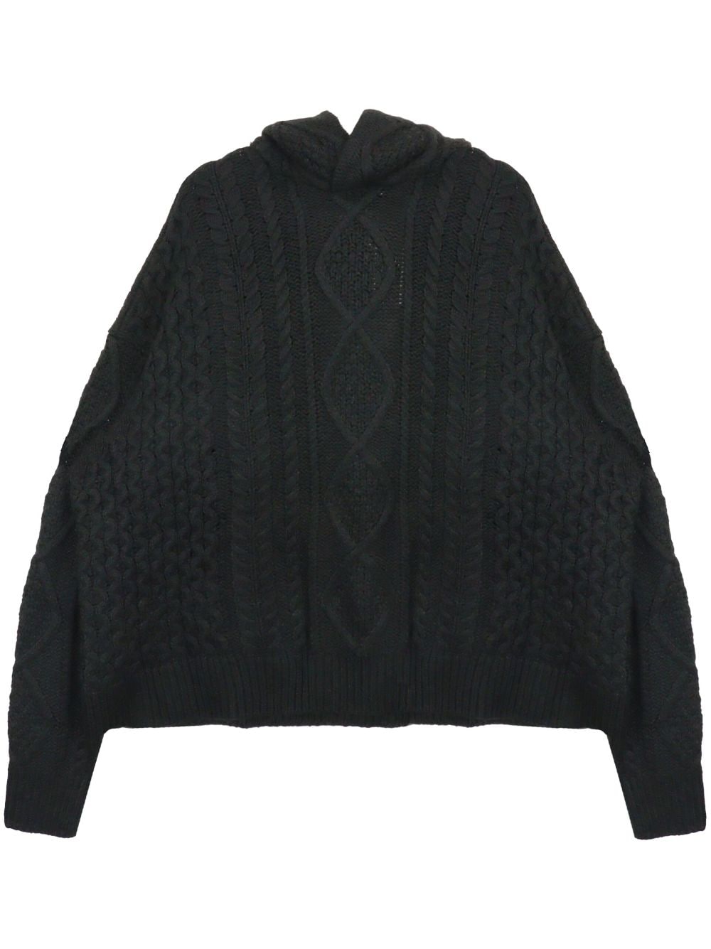 FEAR OF GOD ESSENTIALS logo-appliqué cable-knit hoodie - Black von FEAR OF GOD ESSENTIALS