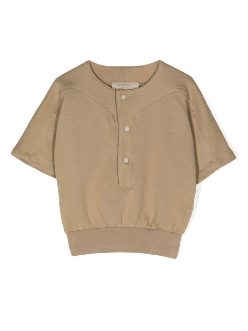 FEAR OF GOD ESSENTIALS short button fastening cotton T-shirt - Brown von FEAR OF GOD ESSENTIALS