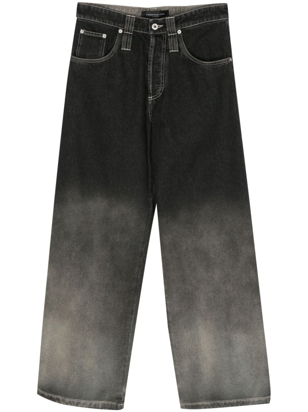 FEDERICO CINA faded-effect wide-leg jeans - Black von FEDERICO CINA