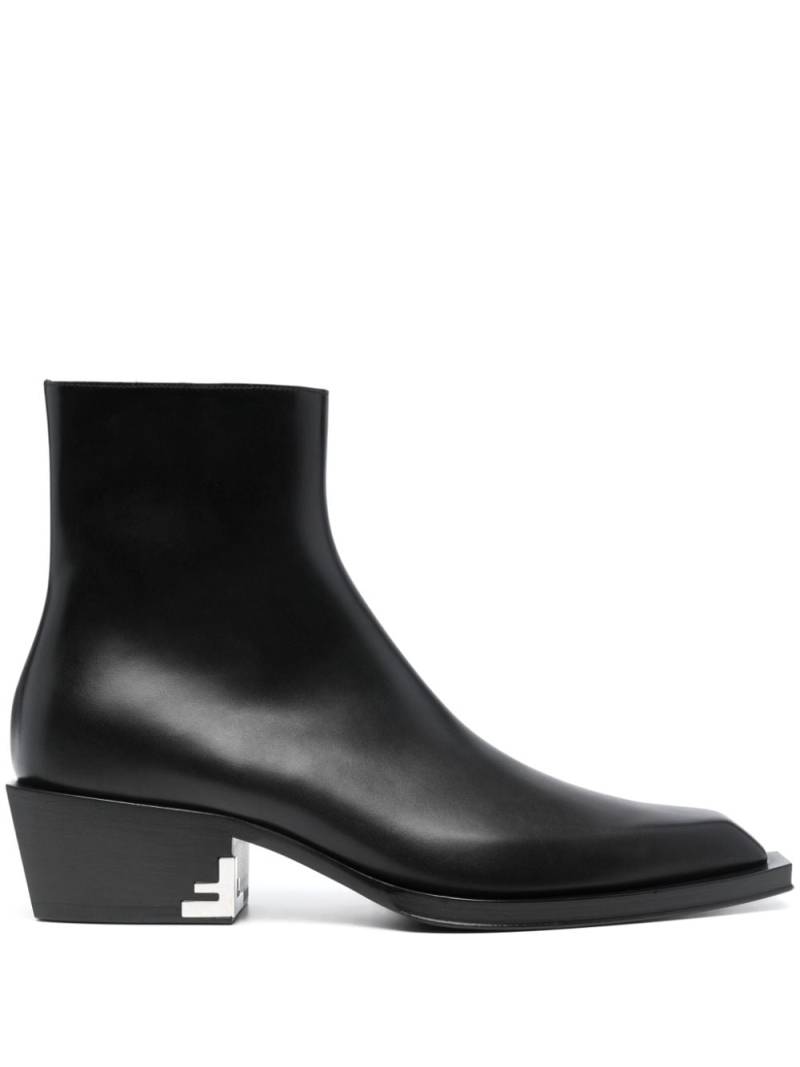 FENDI Cuban-heel leather ankle boots - Black von FENDI