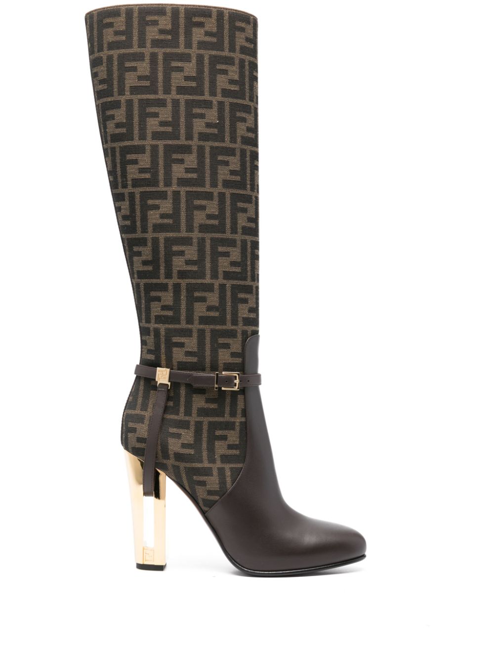 FENDI Delfina 110mm monogram knee-high boots - Brown von FENDI