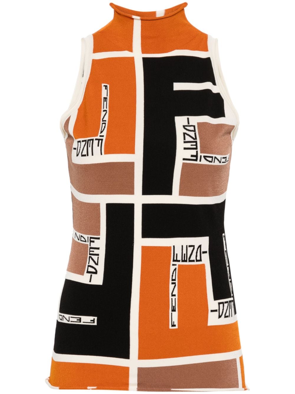 FENDI FF Puzzle print knitted top - Orange von FENDI