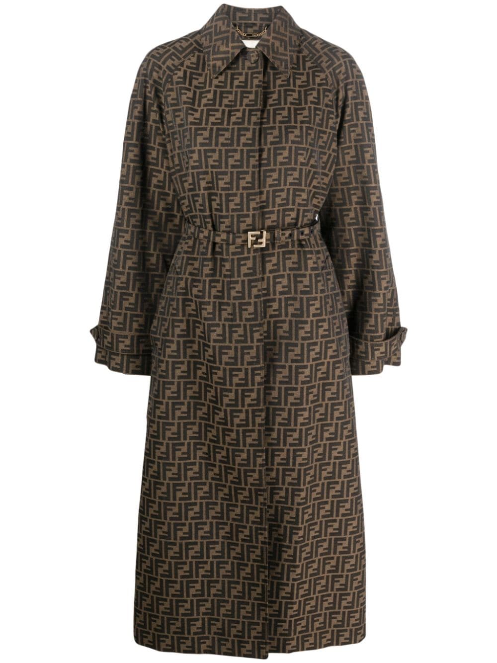 FENDI FF canvas trench coat - Brown von FENDI