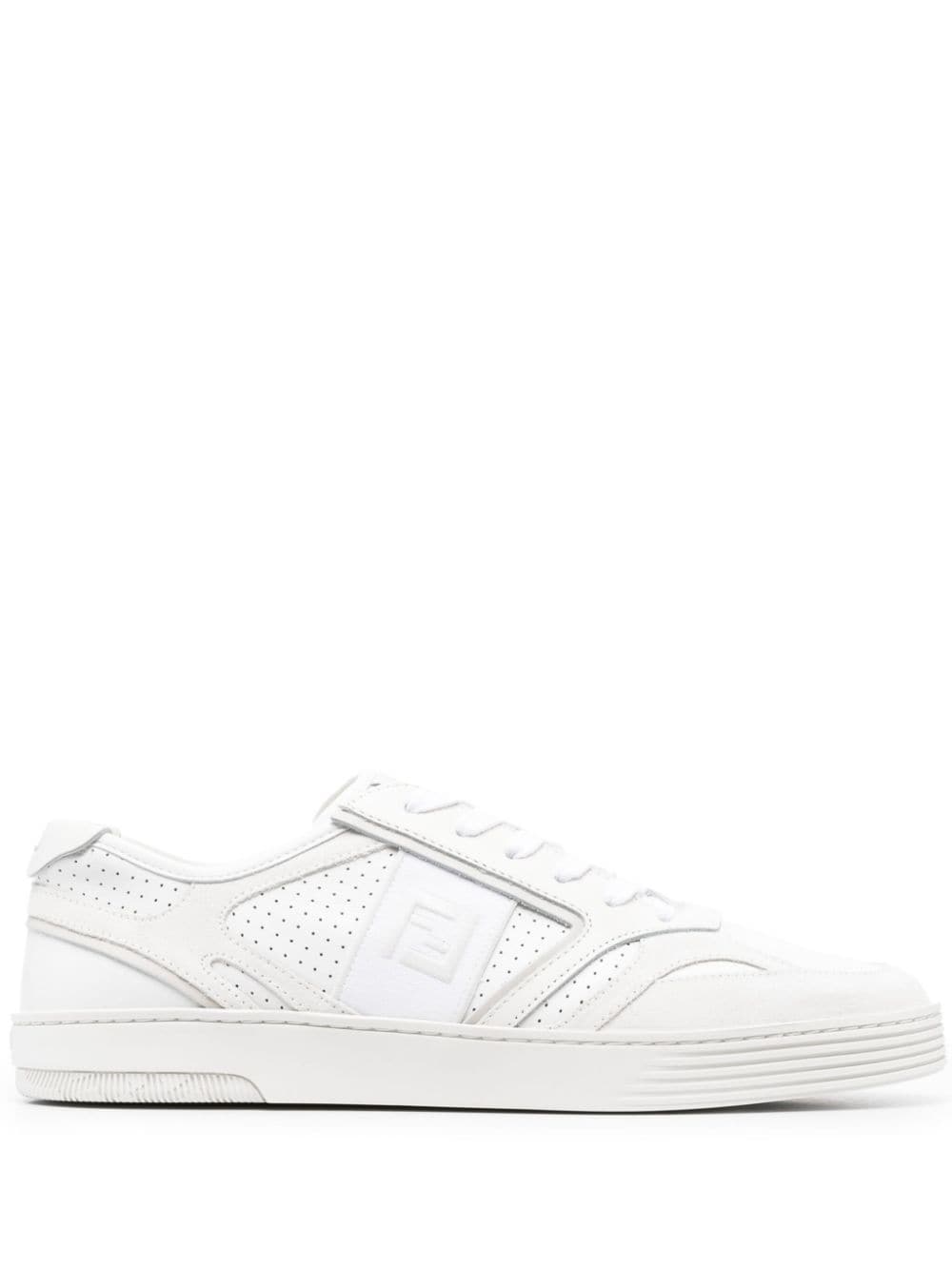 FENDI FF-embroidered lace-up sneakers - White von FENDI