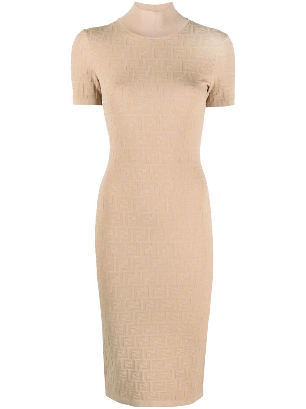 FENDI FF jacquard body-con midi dress - Brown von FENDI