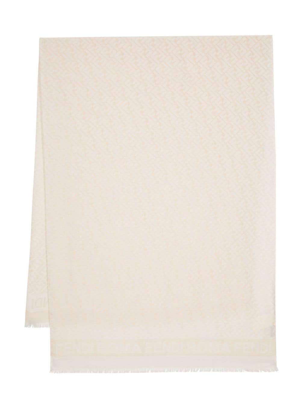 FENDI FF-jacquard fringed scarf - Neutrals von FENDI