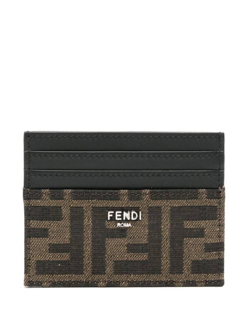 FENDI FF-jacquard leather card holder - Brown von FENDI