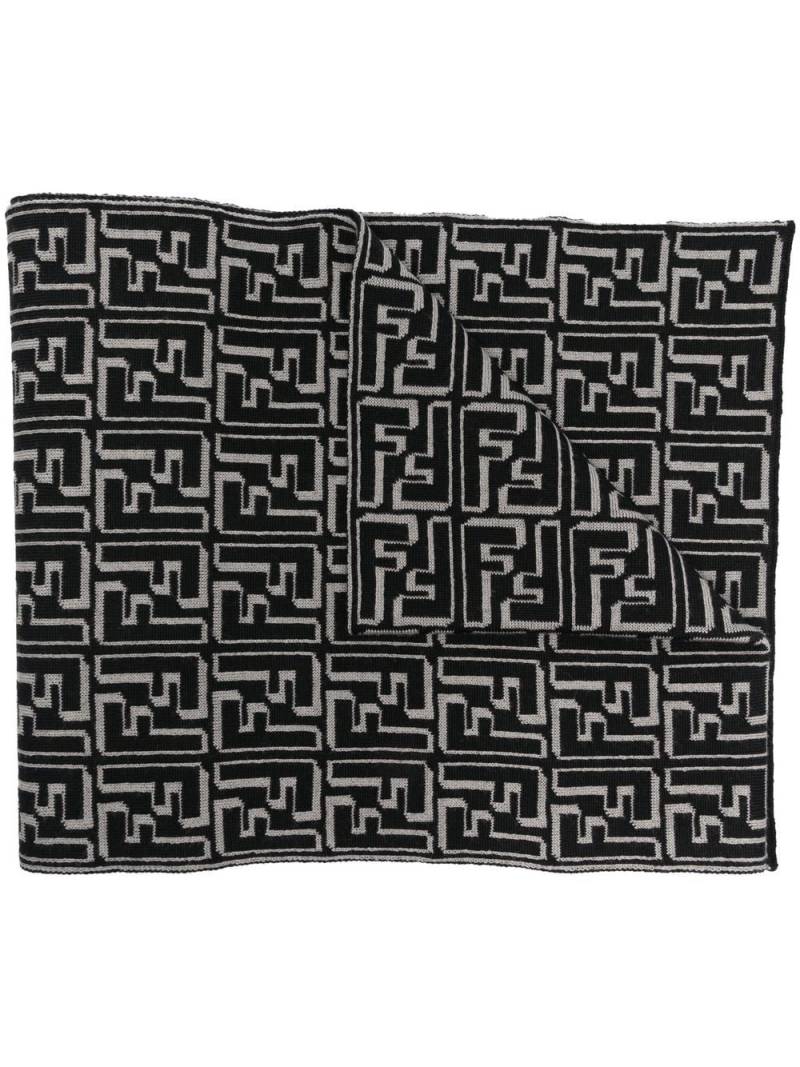 FENDI FF-monogram knit scarf - Black von FENDI