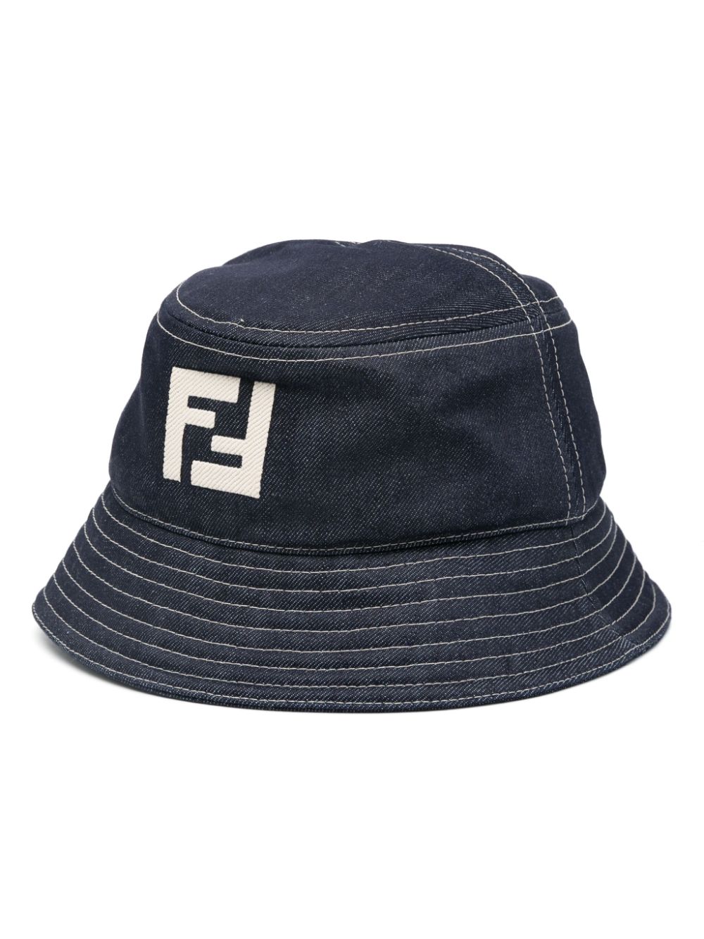 FENDI FF-motif denim bucket hat - Blue von FENDI