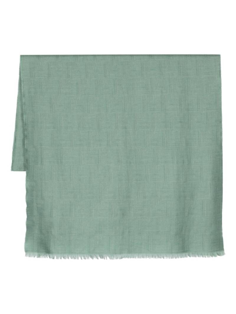 FENDI FF-pattern frayed-edge scarf - Green von FENDI