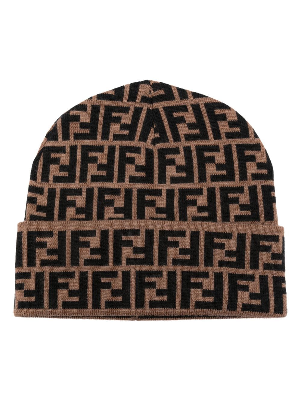 FENDI FF-pattern intarsia-knit beanie - Brown von FENDI