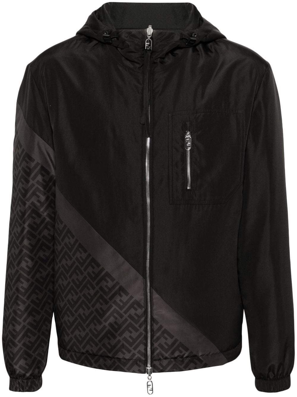 FENDI FF-print hooded windbreaker - Black von FENDI