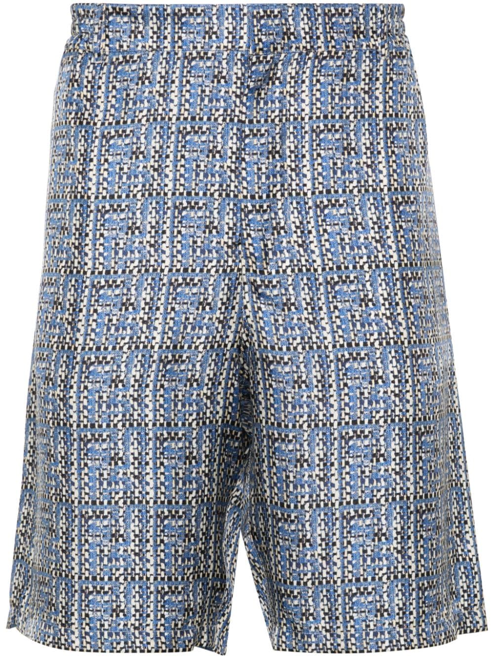 FENDI FF-print silk short - Blue von FENDI