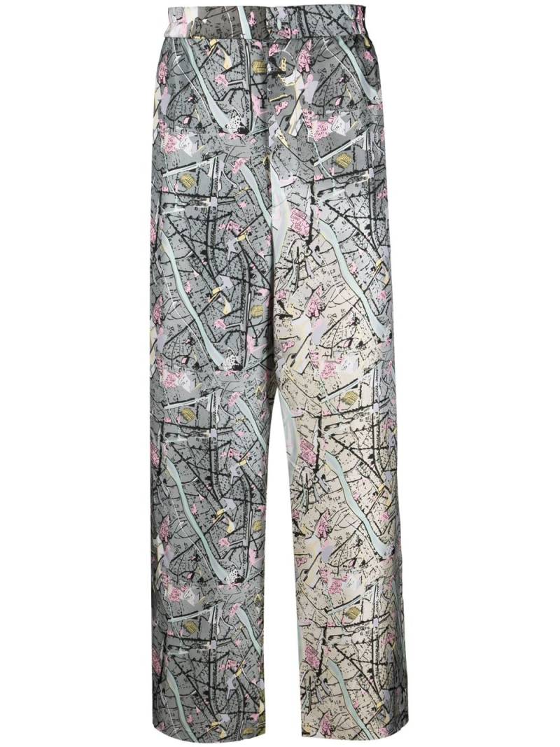 FENDI Fendi Map-print silk trousers - Grey von FENDI