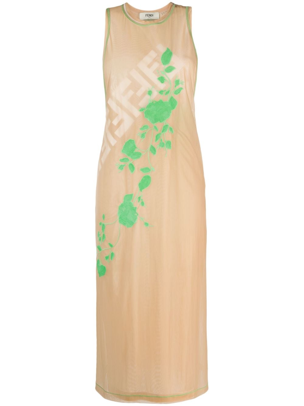 FENDI Fendi Roses sleeveless midi dress - Neutrals von FENDI