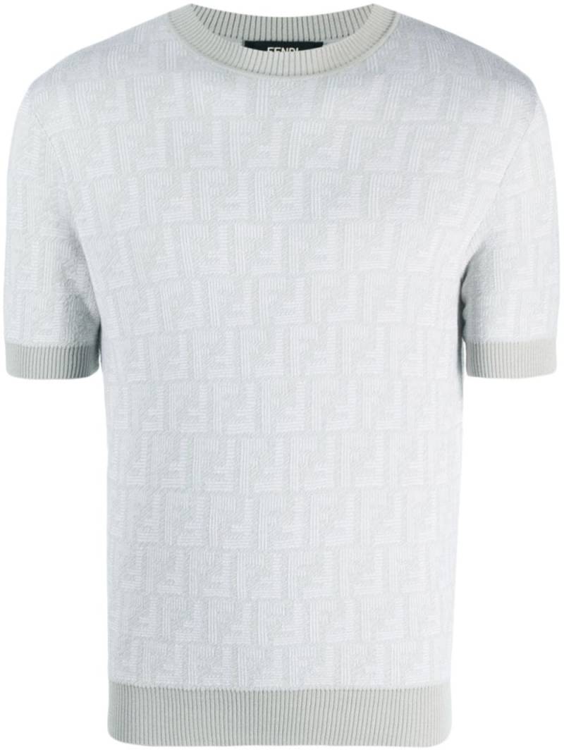 FENDI Fendi Shadow-intarsia knit T-shirt - Neutrals von FENDI