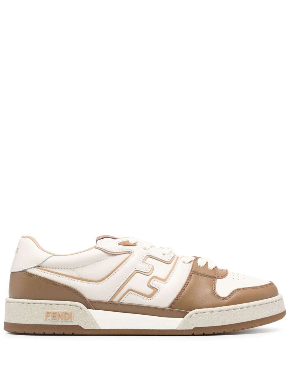 FENDI Match FF-appliqué leather sneakers - Neutrals von FENDI