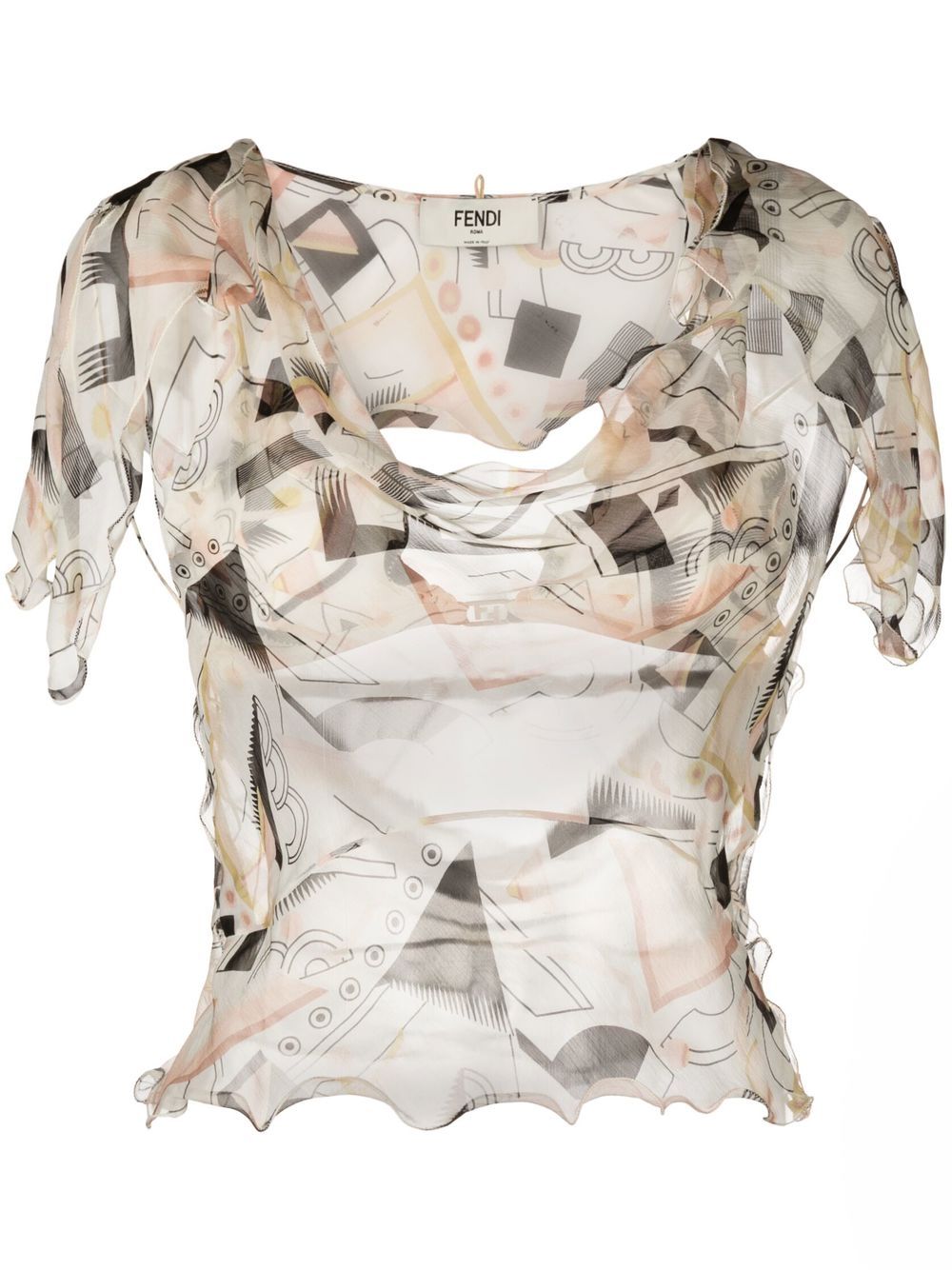 FENDI abstract-print silk blouse - Neutrals von FENDI