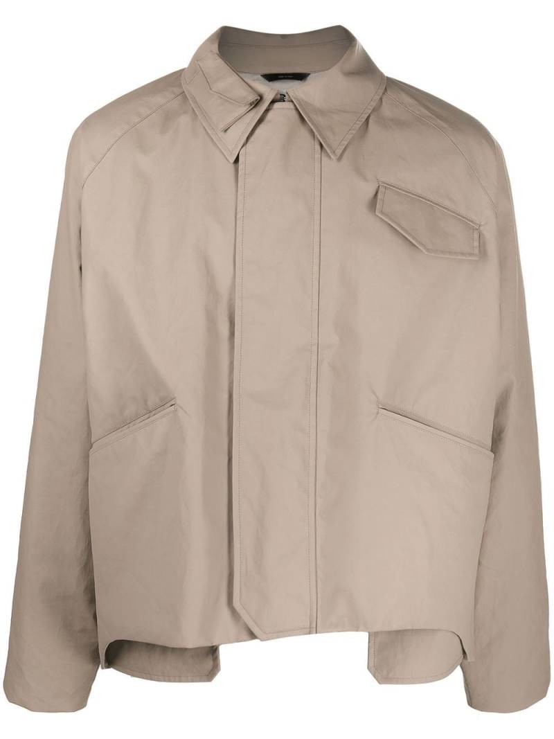 FENDI asymmetric-hem shirt jacket - Brown von FENDI
