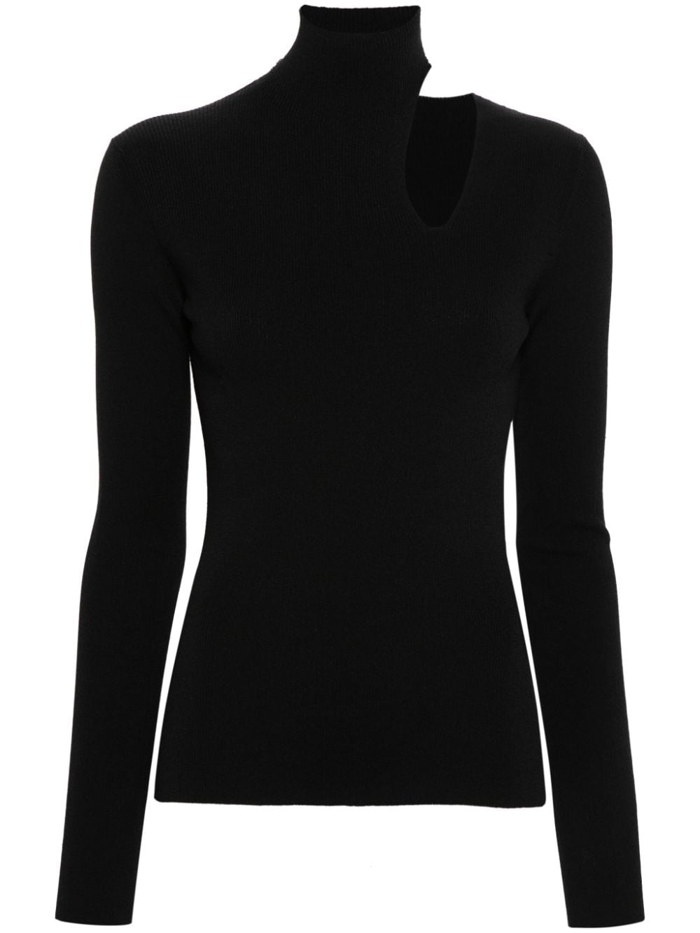 FENDI cut-out fine-ribbed top - Black von FENDI