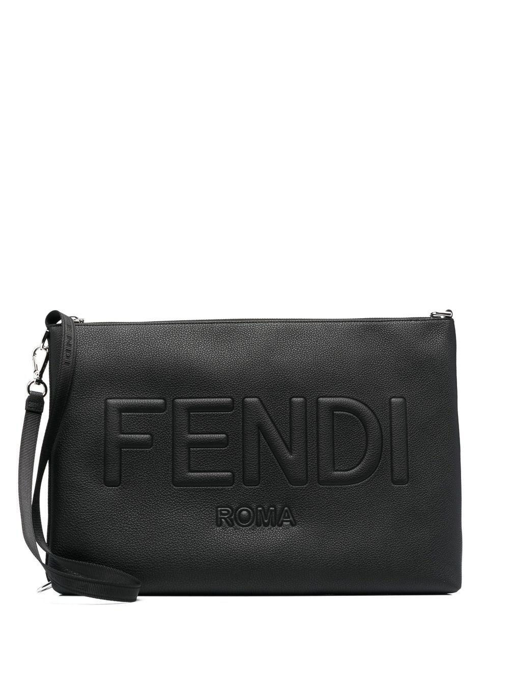 FENDI embossed-logo clutch bag - Black von FENDI