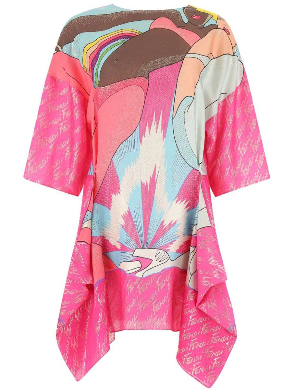 FENDI graphic-print metallic T-shirt dress - Pink von FENDI