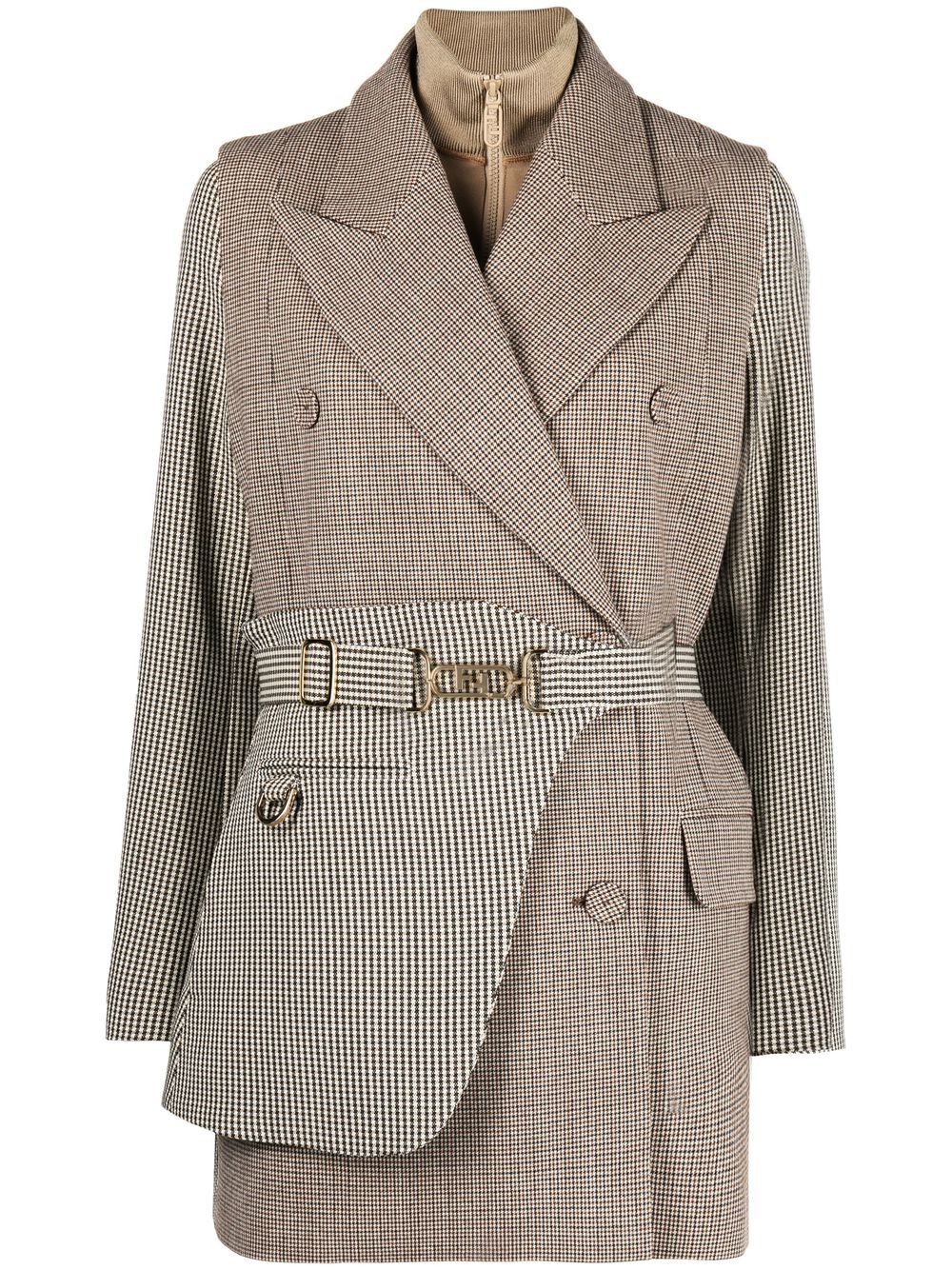 FENDI houndstooth double-breasted blazer - Brown von FENDI