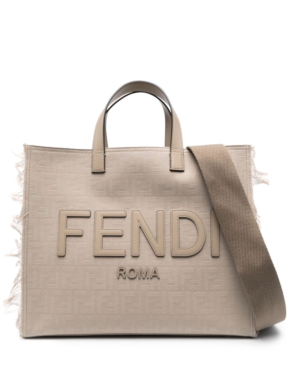 FENDI large FF jacquard fringed tote bag - Grey von FENDI