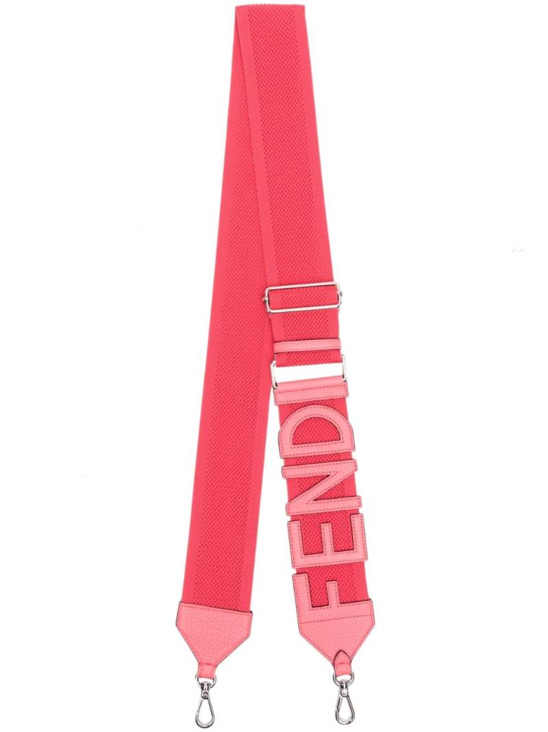 FENDI logo-embroidered leather shoulder strap - Pink von FENDI